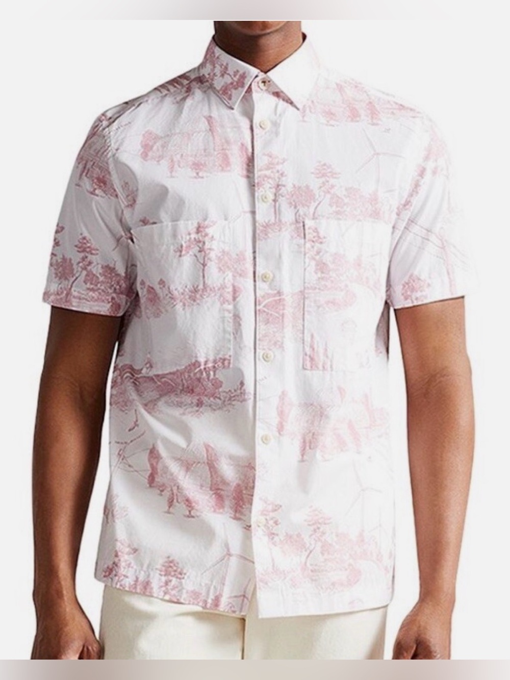 Ted Baker Nortonn Toile de Jouy Short-Sleeve Button Down Shirt